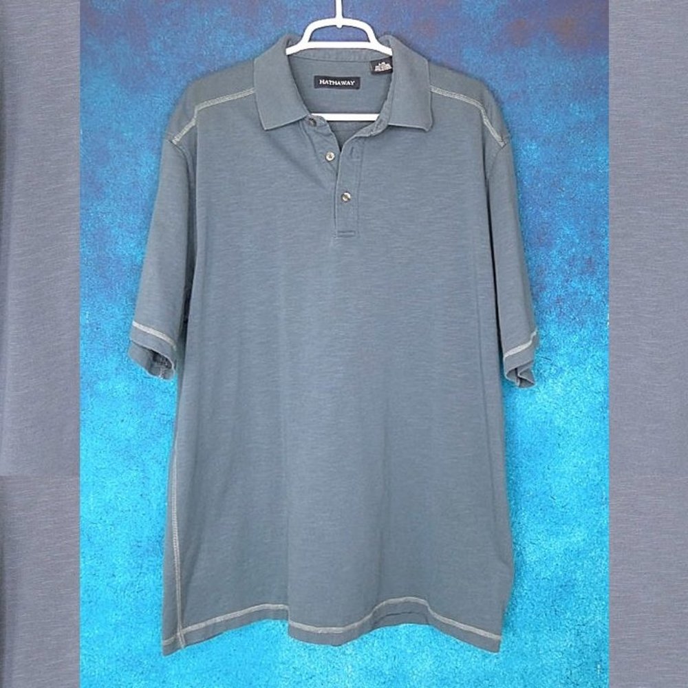 Hathaway Men's Blue Polo Golf Shirt Size Large